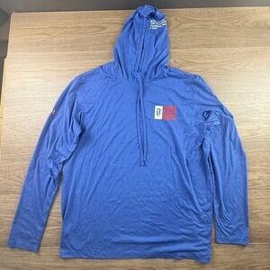 Baseball Lifestyle 101 Men's Long Sleeve Hooded T-Shirt Blue Red White XL Casual